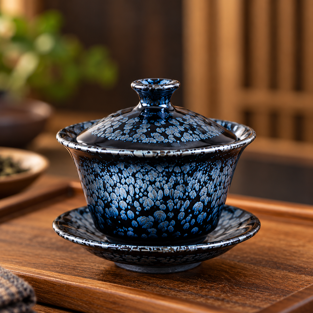 Blue Silver Oil Spot Tenmoku Tea Set