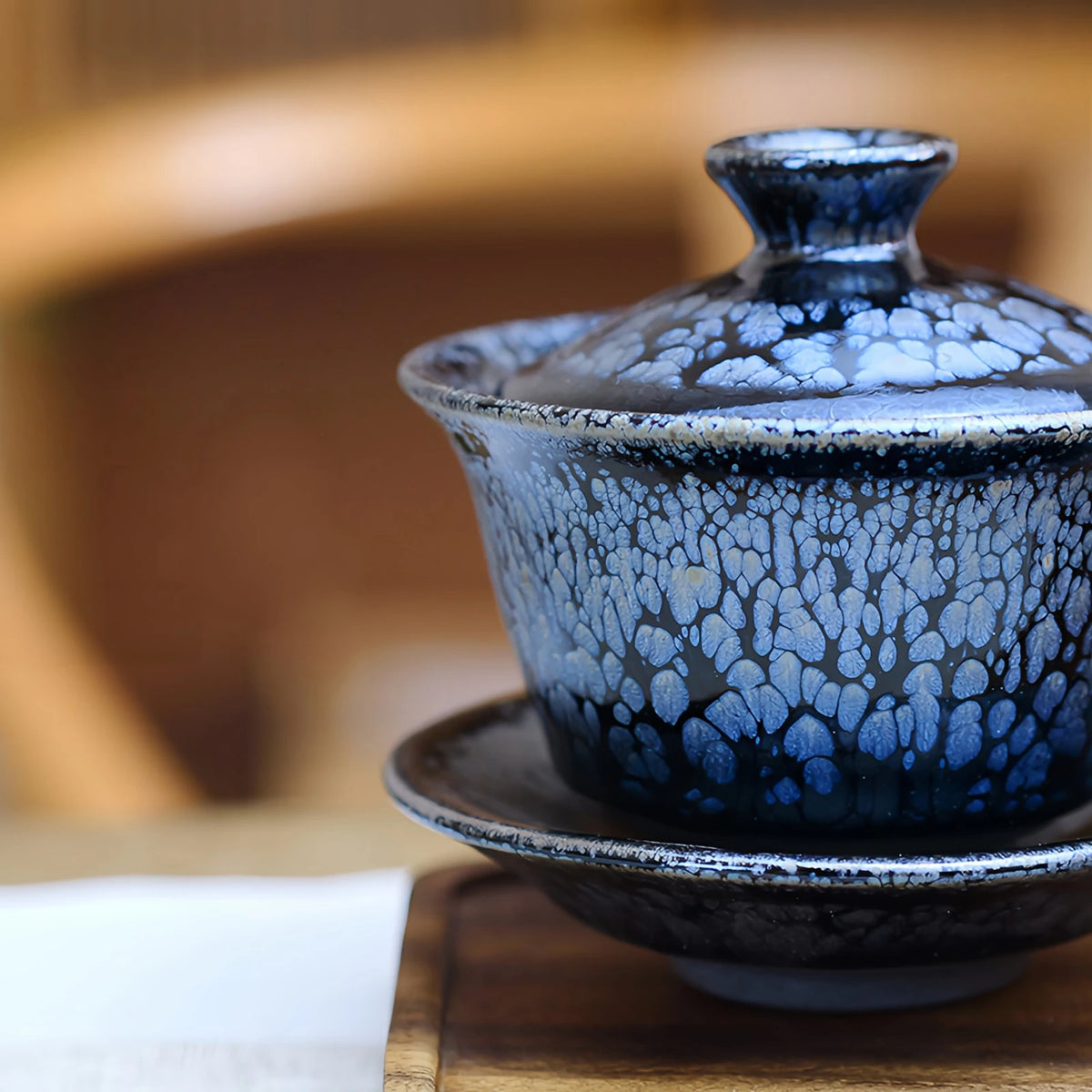Blue Silver Oil Spot Tenmoku Tea Set