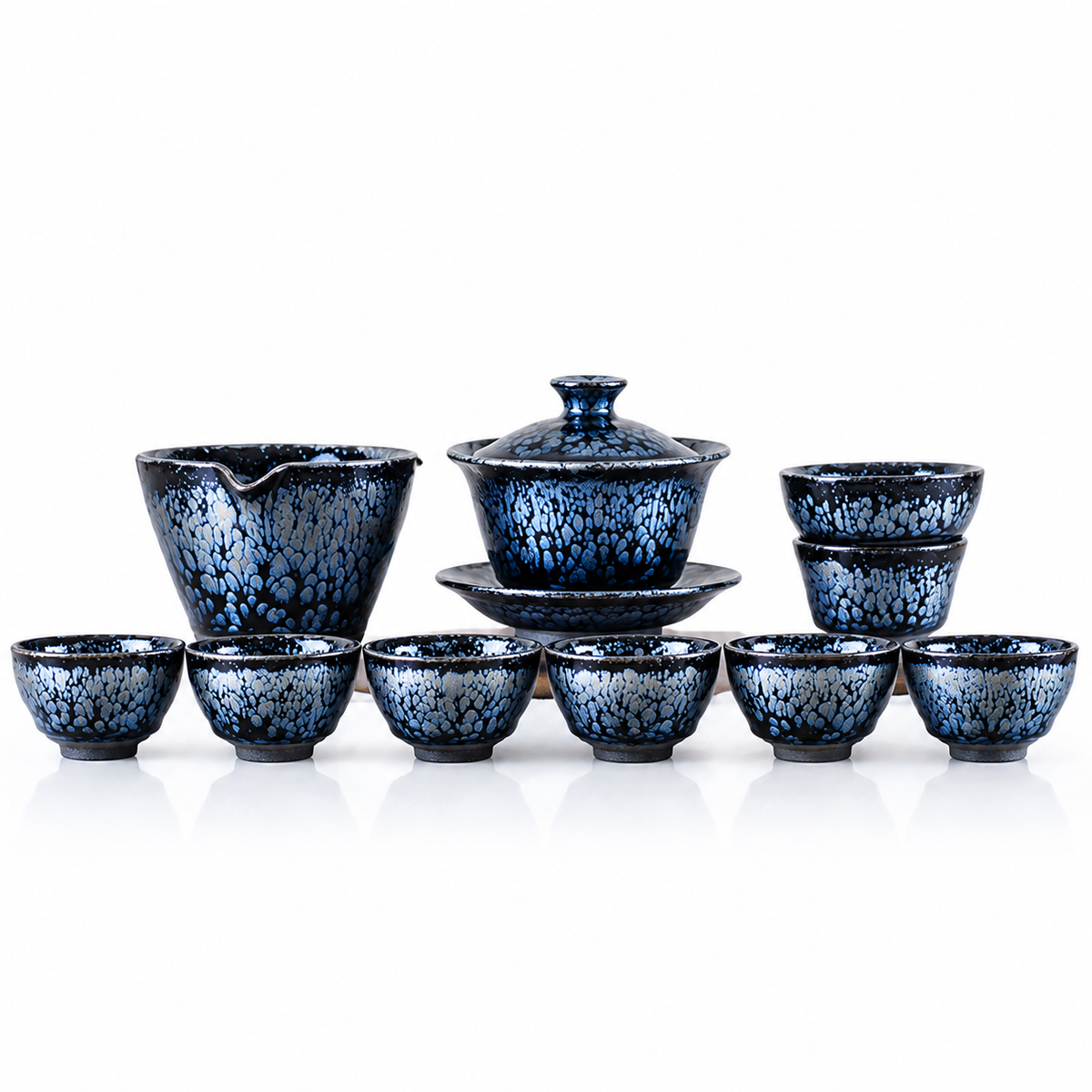 Blue Silver Oil Spot Tenmoku Tea Set