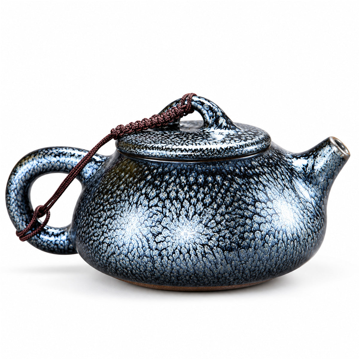 Silver Blue Oil Spot Tenmoku Teapot